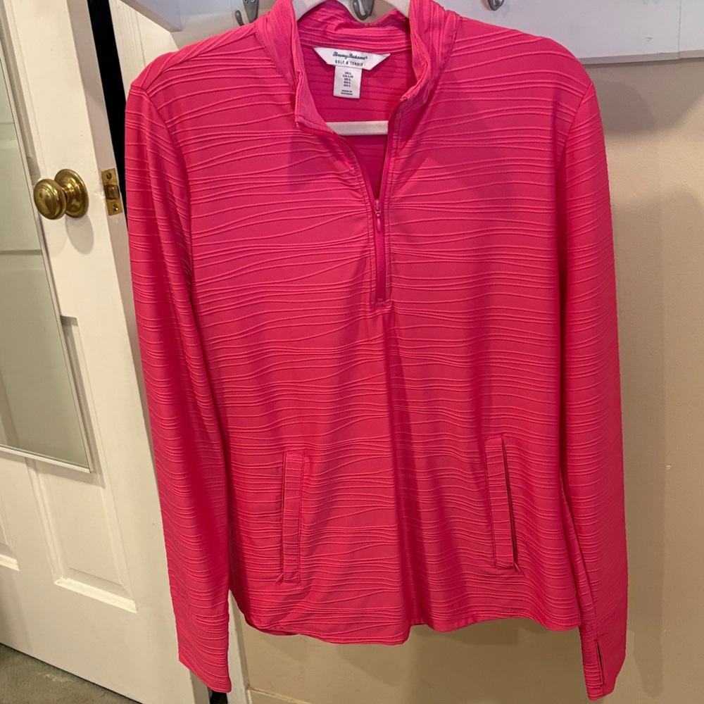 Tommy Bahama Women’s L Pink Magenta 1/4 Zip Pullover Golf Tennis Athletic Top